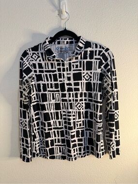 IBKUL UPF 50+ Long Sleeve IceFil Cooling Golf Tennis Shirt Top Black White S